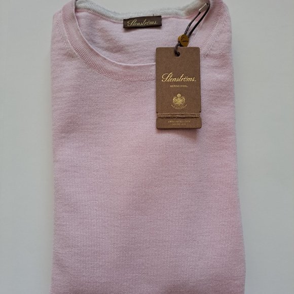 New Stenstroms Men's Merino Wool Long Sleeve Pink Shirt Pullover Sweater Sz S/M - Picture 16 of 16